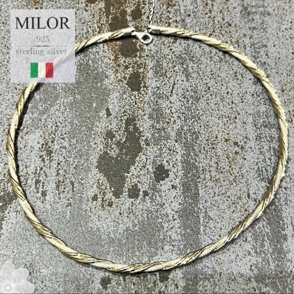 MILOR Vintage 2-Tone Gold Silver 925 Sterling Silver Rope Necklace 18” Italy EVC - Picture 3 of 5